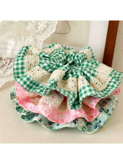 Gifty - Lace Trim Floral High Elasticity Scrunchie