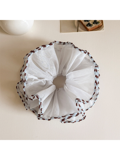 Gifty - Layered Mesh Contrast Trim Hair Scrunchie