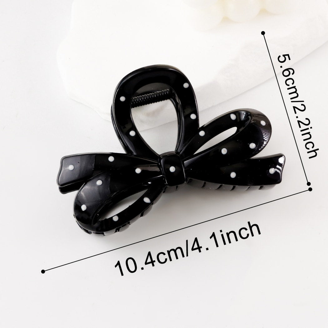 Beau - Glossy Solid Bow Ribbon Claw Clip