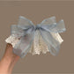 Beau - Sheer Ribbon Lace Trim Bow Spring Hair Clip