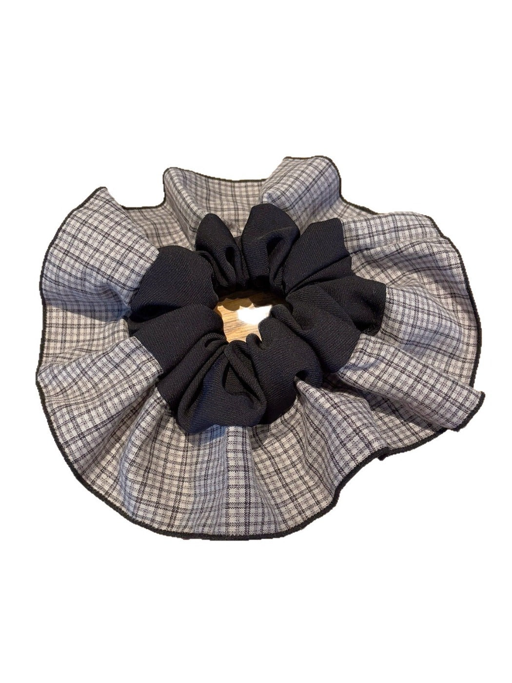 Gifty - Gingham Ruffled Voluminous Scrunchie