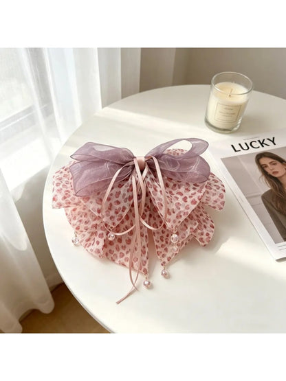 Gifty - Floral Mesh Ribbon Ponytail Flower Hair Tie