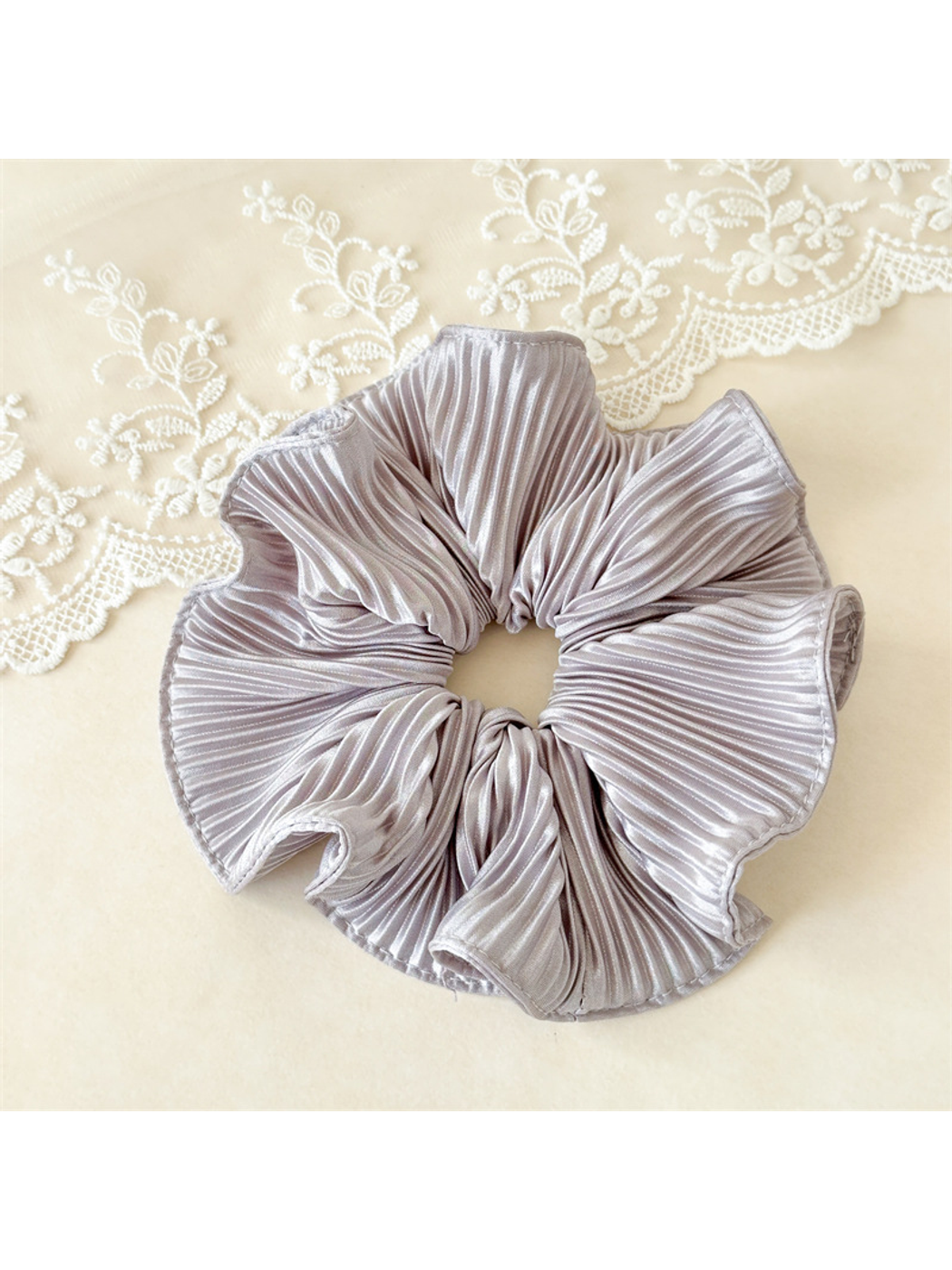 Gifty - Pleated Satin Look Ruffle Hair Scrunchie