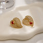 Earedge - Leaf Openwork Earrings with Ladybug Accents
