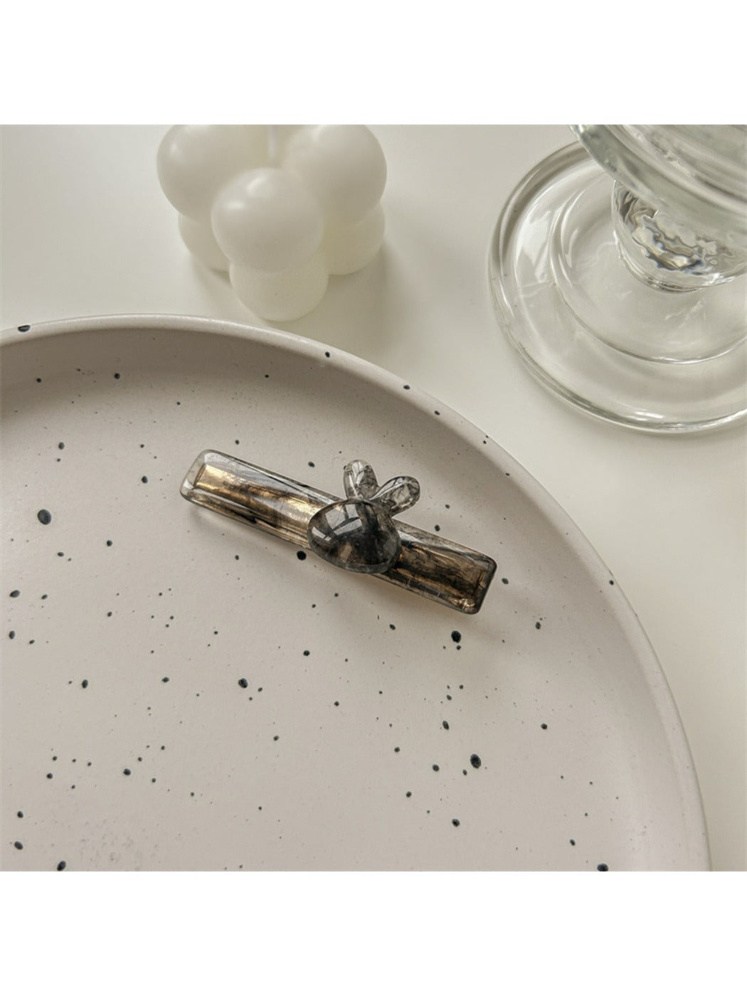 Beau acetate hair clip open showing metal clasp mechanism