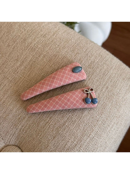 Gifty - Pink Plaid Scrunchie Hair Clip and Headband