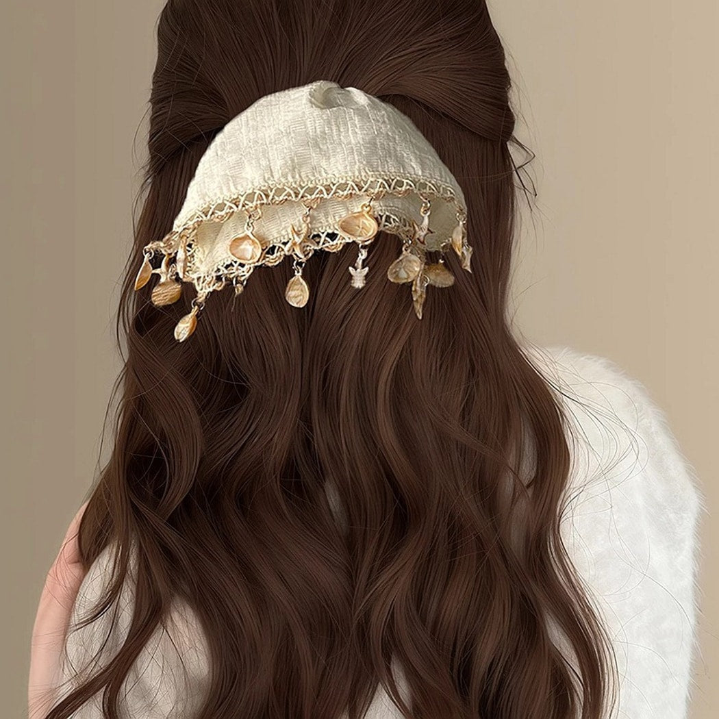 Gifty - Geometric Square Scarf Tassel Scrunchie