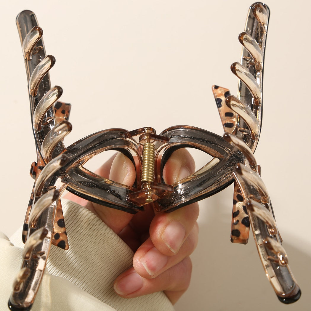 Beau - Leopard Print Bow Detail Acetate Claw Clip