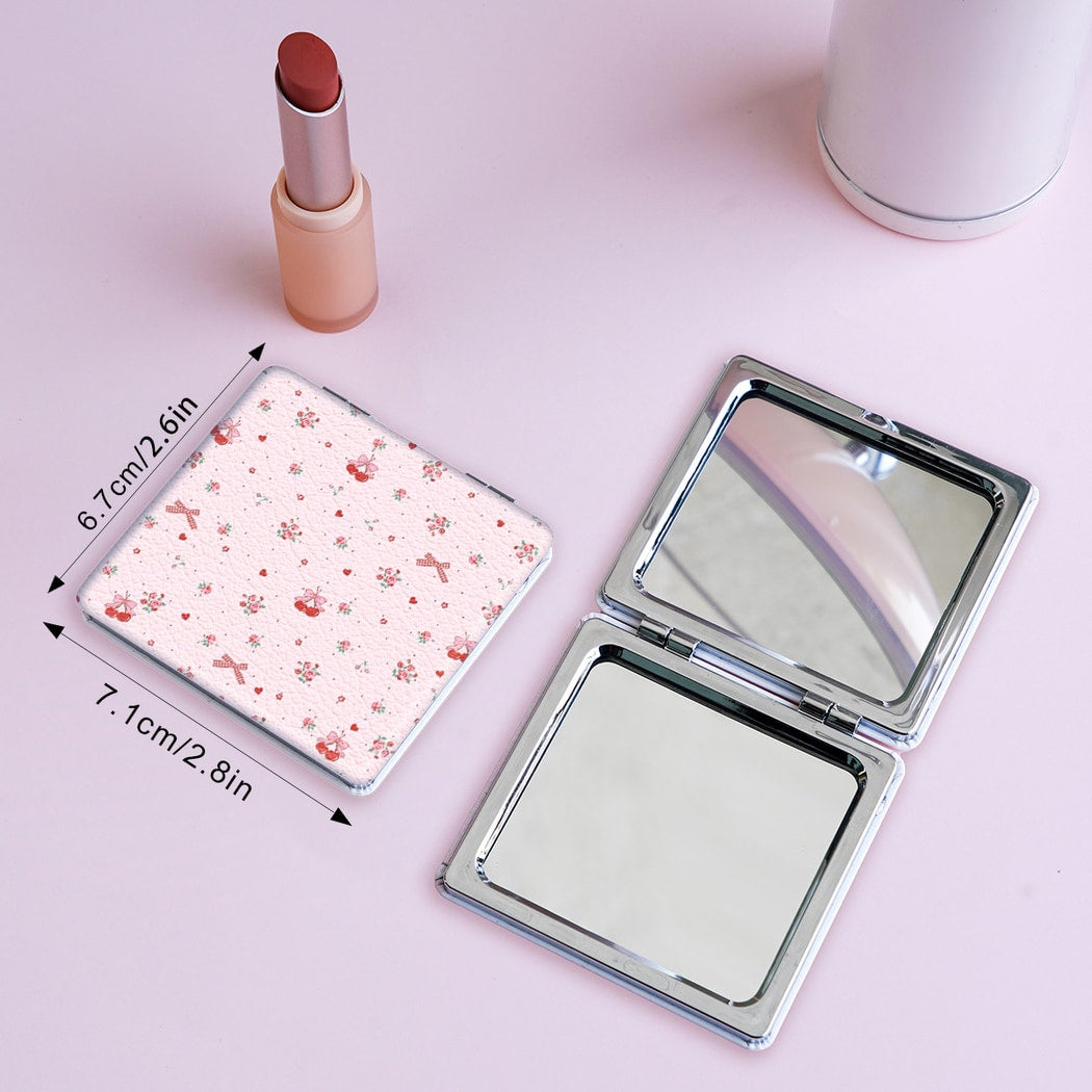 Mirroray - Foldable Floral PU Leather Makeup Mirror