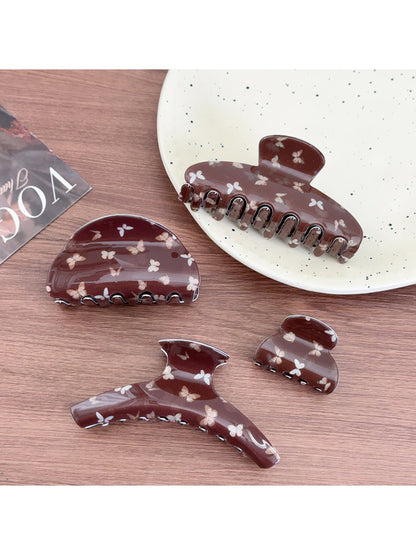 Beau - Brown Butterfly Print Hair Claw Clip