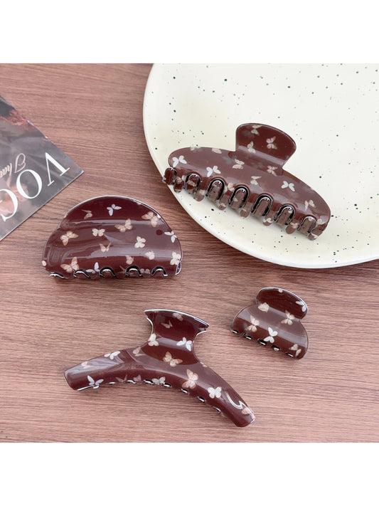 Beau - Brown Butterfly Print Hair Claw Clip