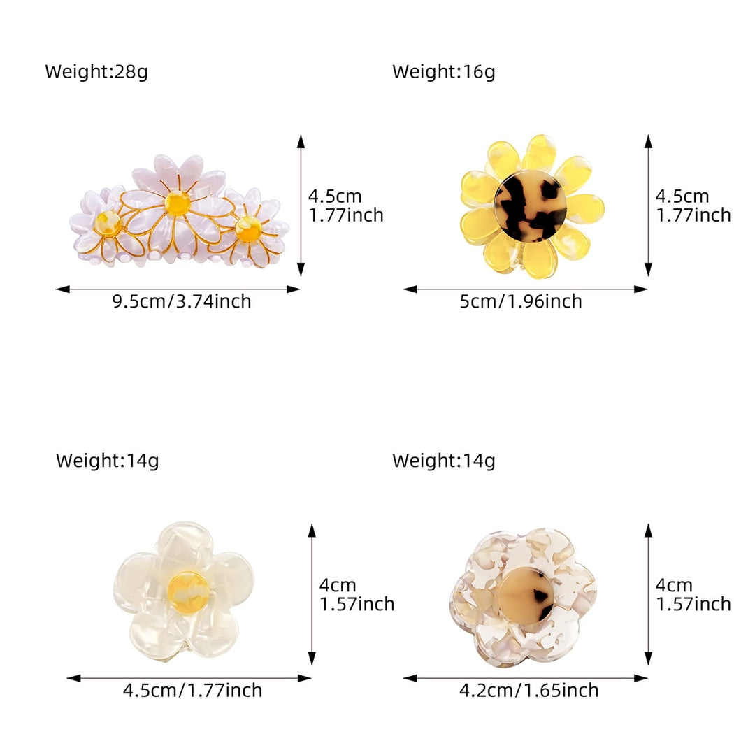 Beau - Glossy Floral and Daisy Design Claw Clip