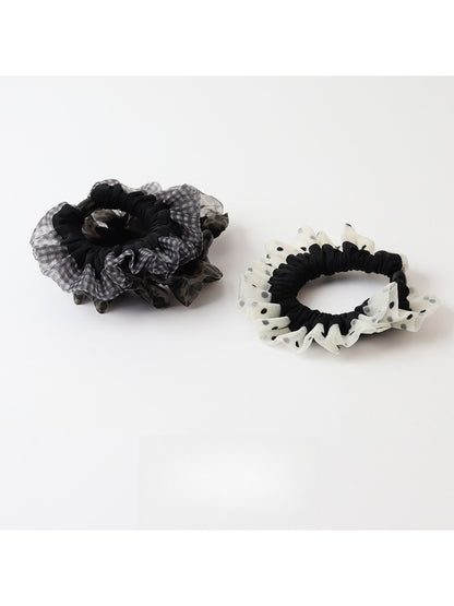 Gifty - Ruched Mesh Splice Patterned Scrunchie