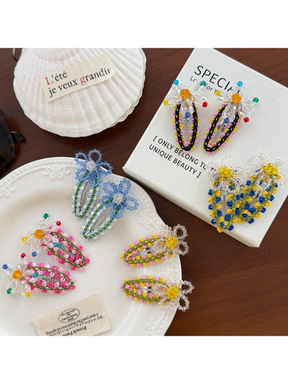 Beau - Floral Beaded Drop Shape Hair Clip