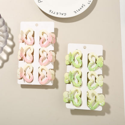 Beau - 6 Piece Heart Design Claw Hair Clips Set