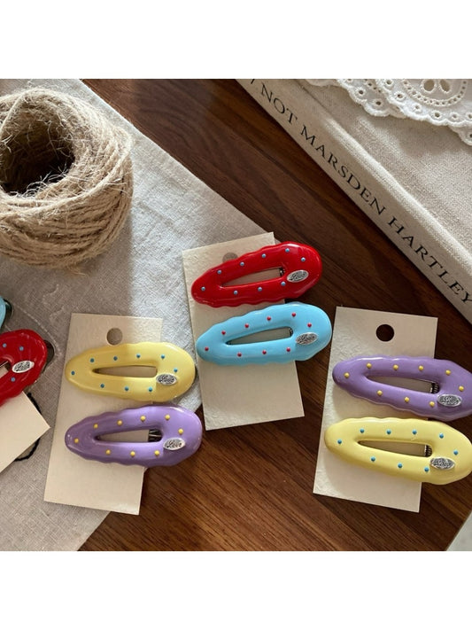 Beau - Polka Dot Teardrop Shaped Hair Clip Set