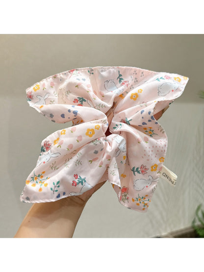 Gifty - Floral Square Scrunchie Large Hair Tie Bow