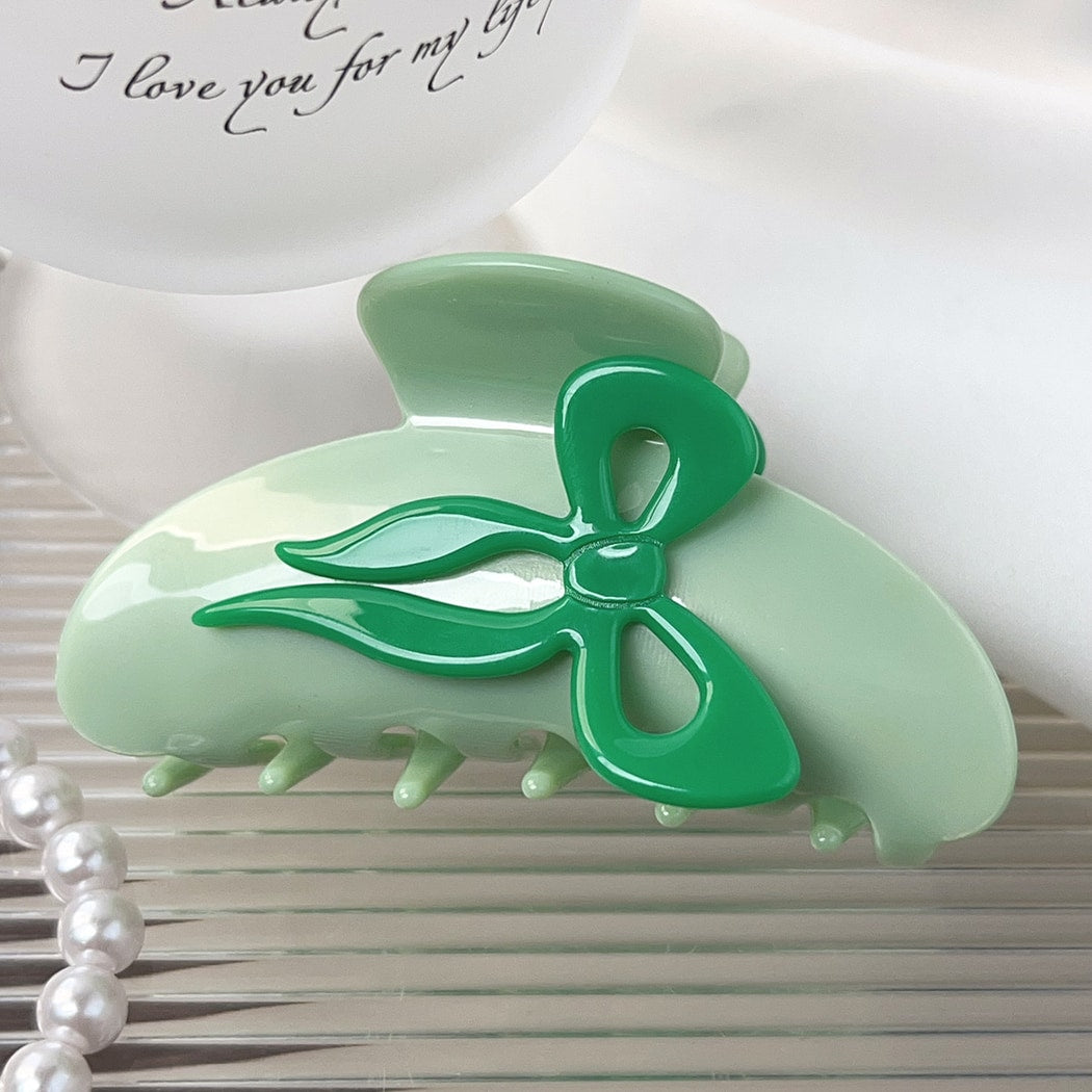 Beau - Acetate Bow Design Glossy Claw Hair Clip