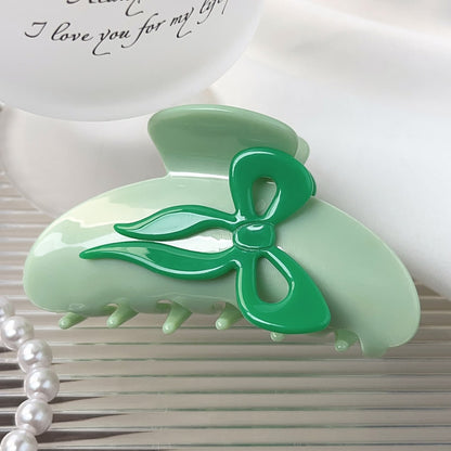 Beau - Acetate Bow Design Glossy Claw Hair Clip