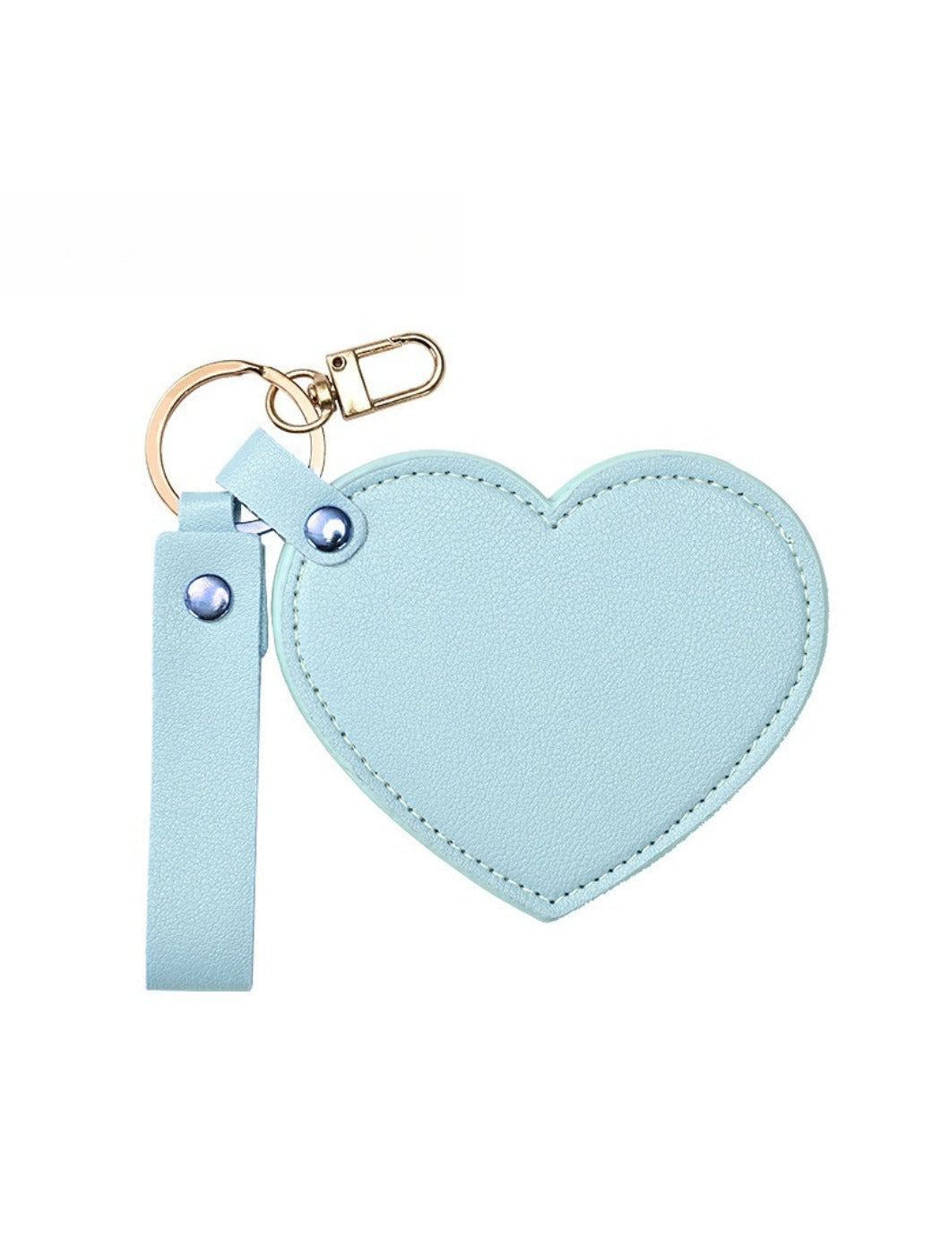 Mirroray - Heart Shaped PU Leather Keychain Compact Mirror