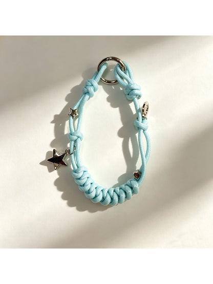 Keypus - Star Detail Woven Phone Strap Alloy Keychain
