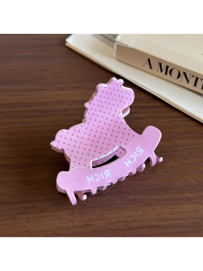 Beau - Rocking Horse Pattern Acetate Claw Clip
