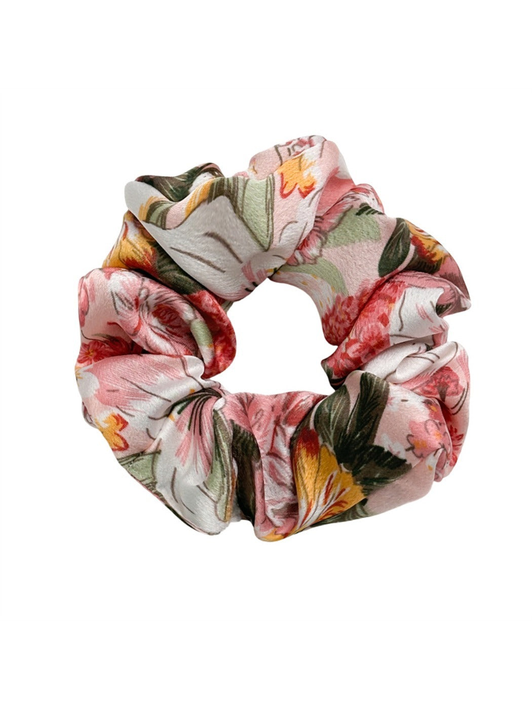 Gifty - Large Floral Satin Fabric Hair Scrunchie