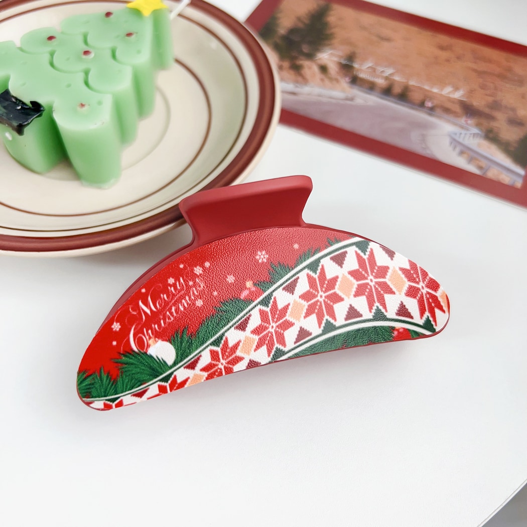 Beau - Classic Christmas Theme Print Claw Clip