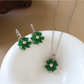 Earedge - Leaf Shape Clover Detail Earrings