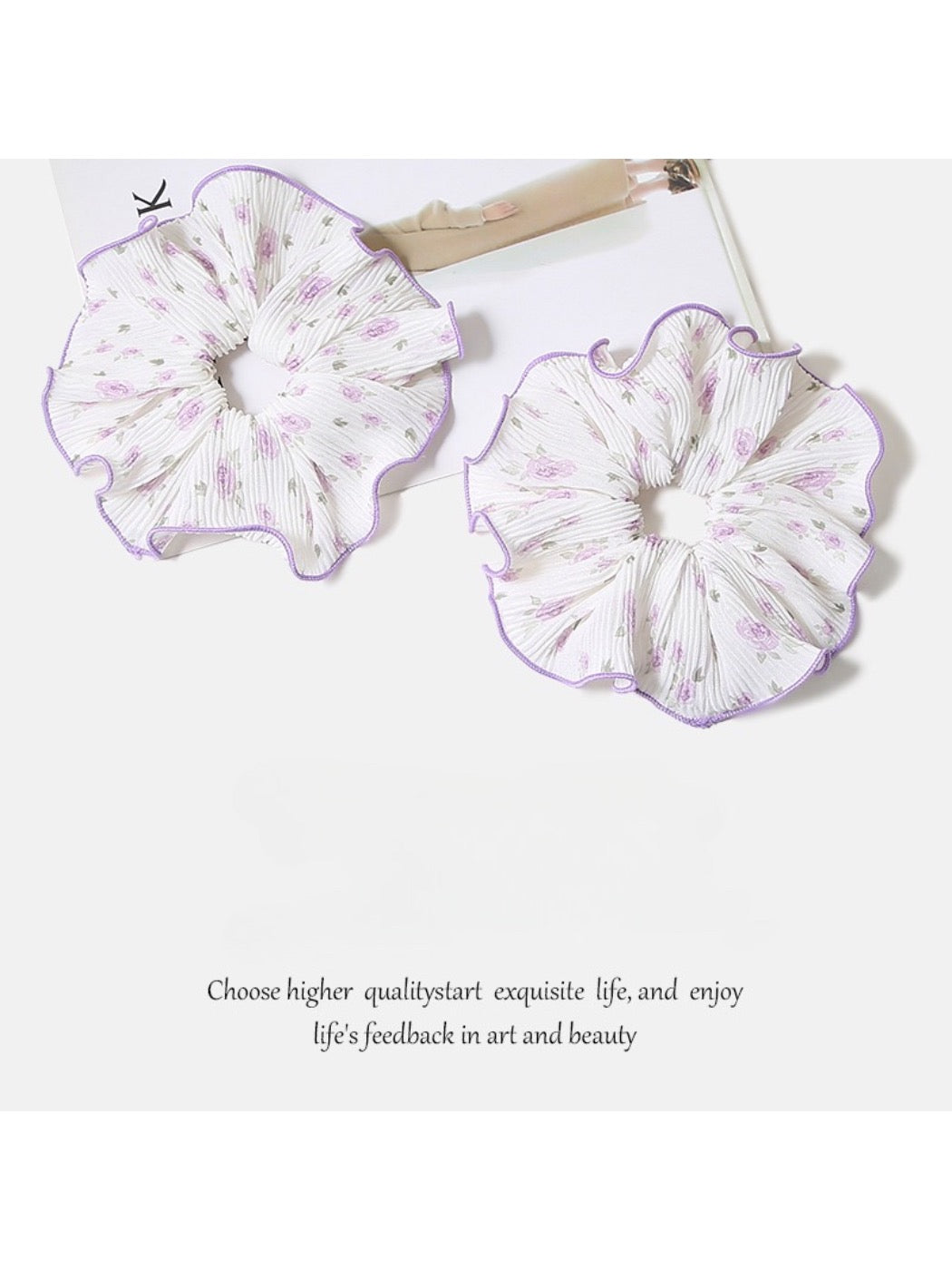 Gifty - Floral Chiffon Double Layer Scrunchie