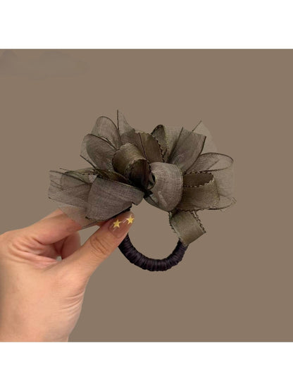 Gifty - Vintage Mesh Flower Bow Polyester Hair Tie