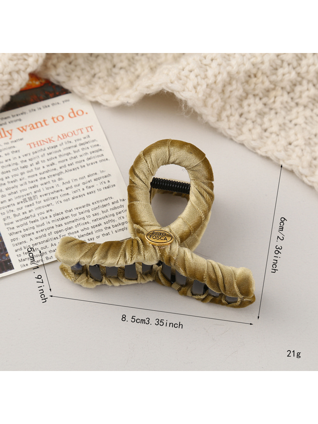 Beau - Large Looped Geometric Solid Color Claw Clip