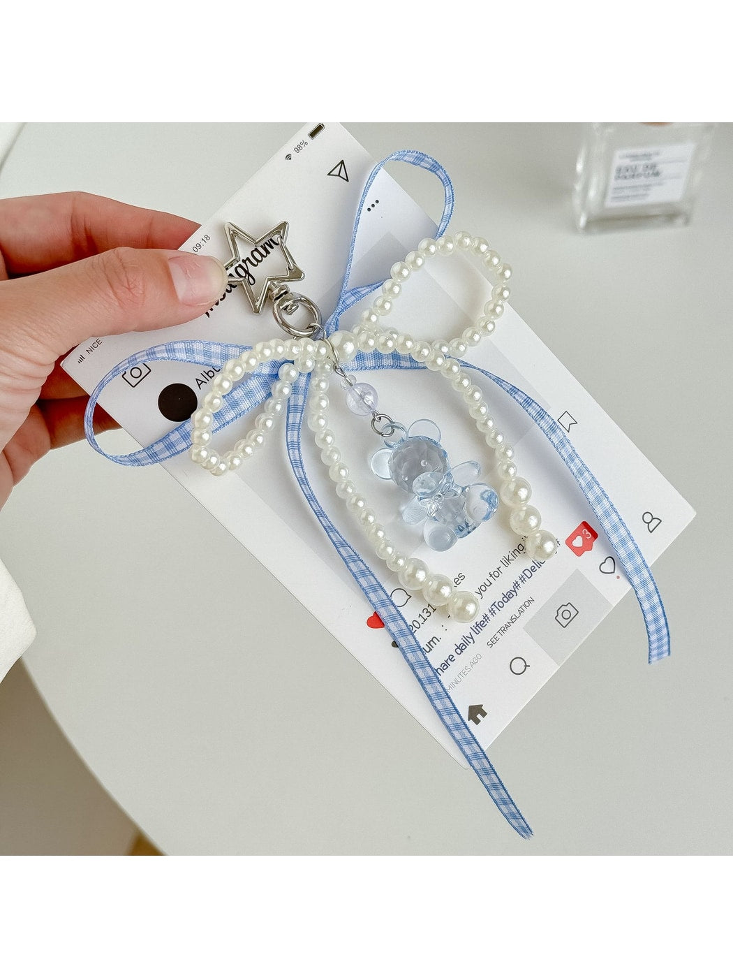 Keypus - Sweet Style Bear Phone Strap Beaded Keychain