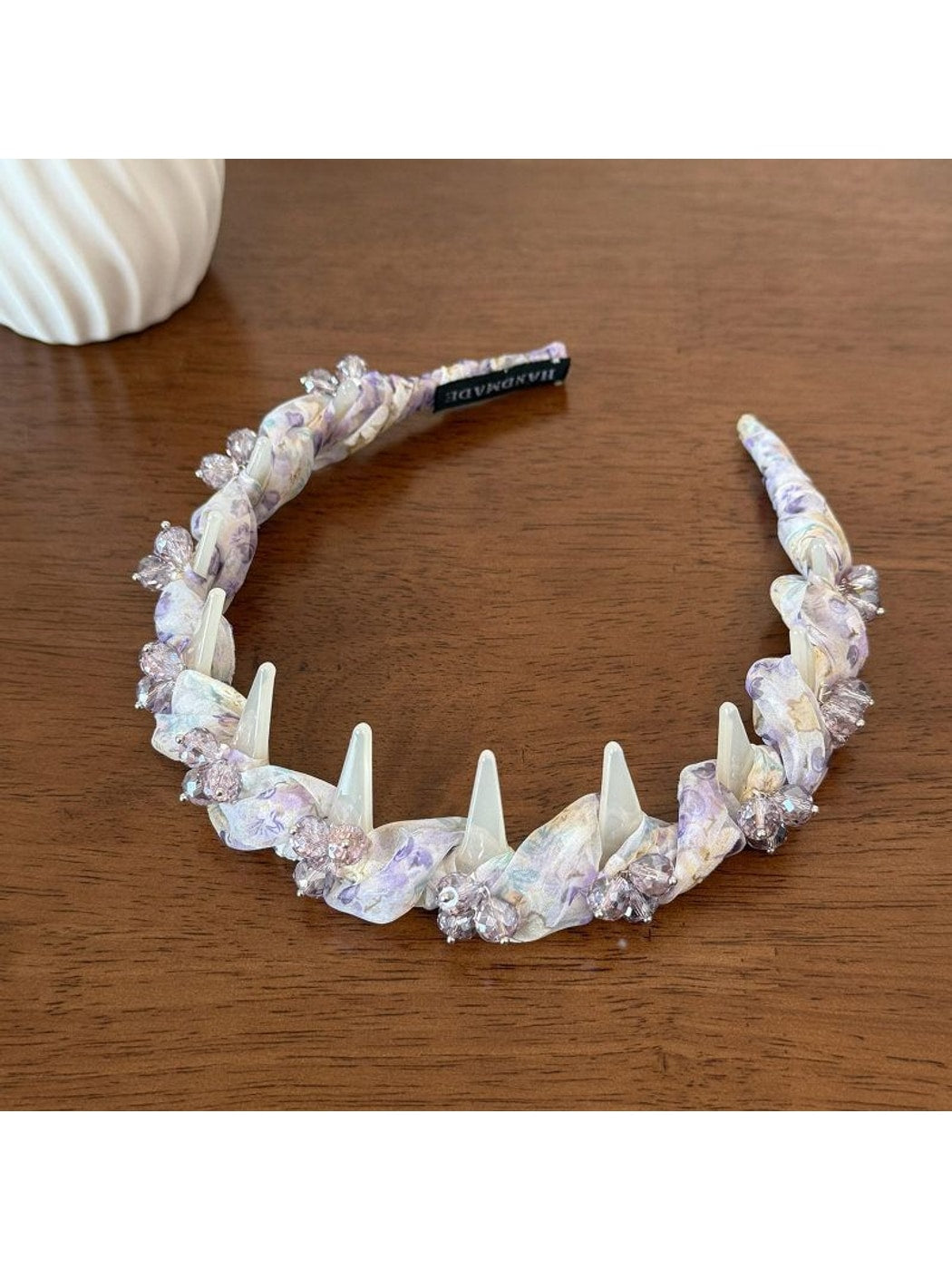Gifty - Mesh Rhinestone Wave Tooth Detail Headband