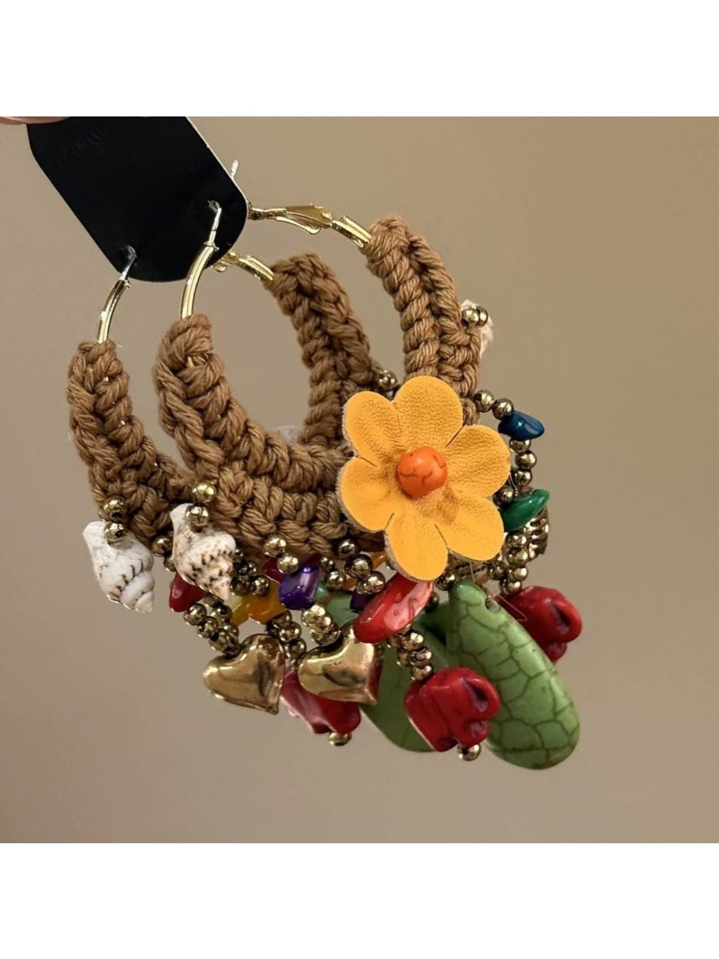 Earedge - Vintage Bohemian Green Flower Earrings