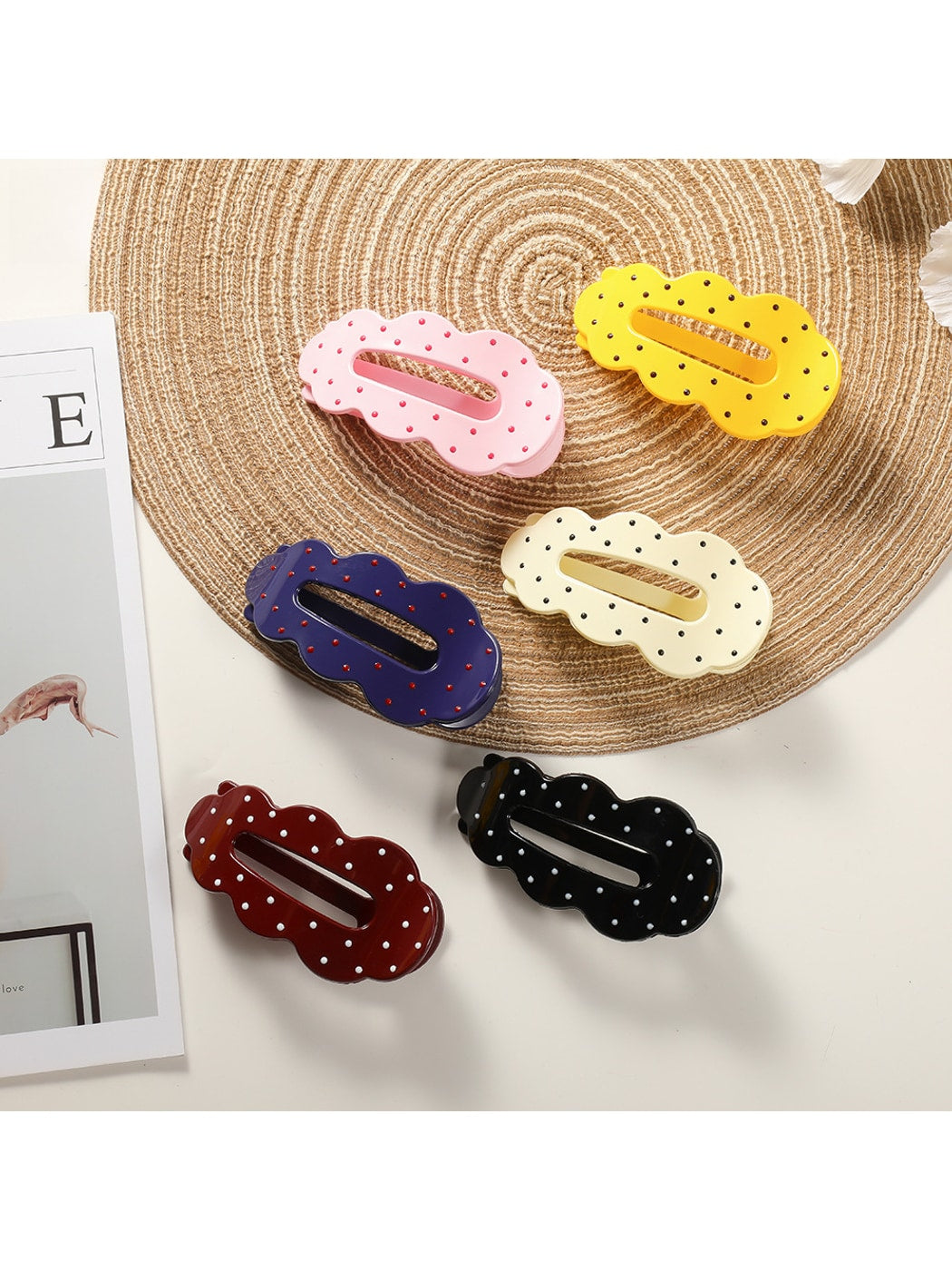 Beau - Polka Dot Cloud Shape PC Duckbill Hair Clip