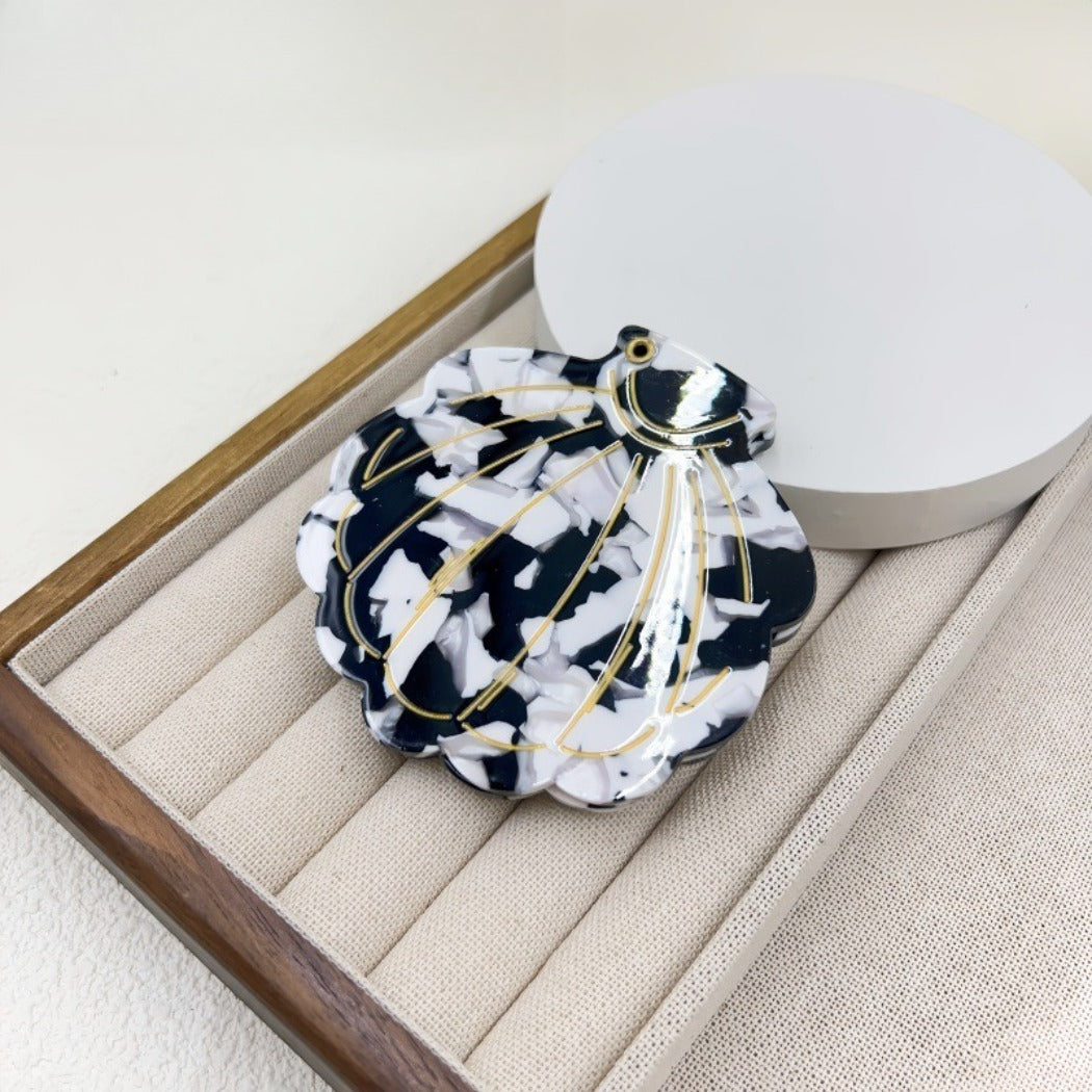 Mirroray - Shell-Shaped Mixed-Pattern Compact Mirror