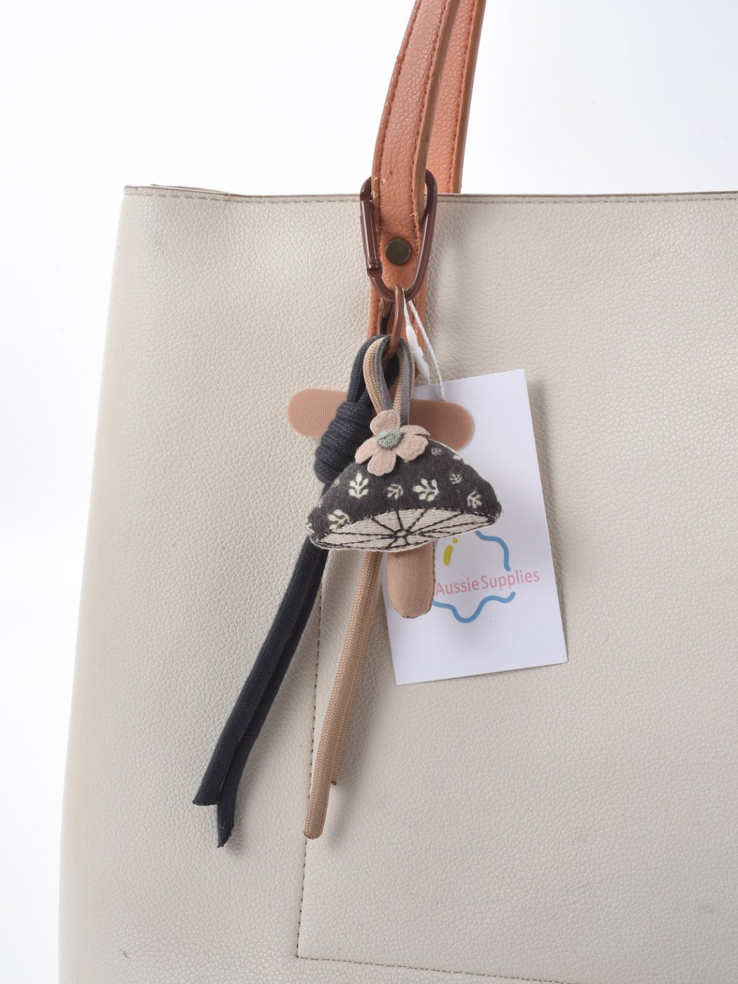 Keypus - Gray Floral Pattern Mushroom Keychain