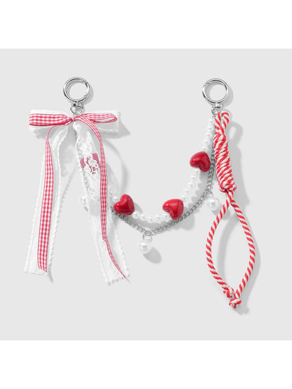 Keypus - Lace Bow Beaded Retro Style Bag Charm Keychain