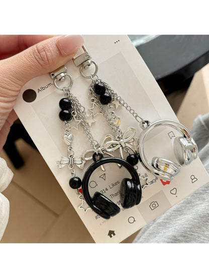 Keypus - Beaded Headphone Charm Alloy Keychain