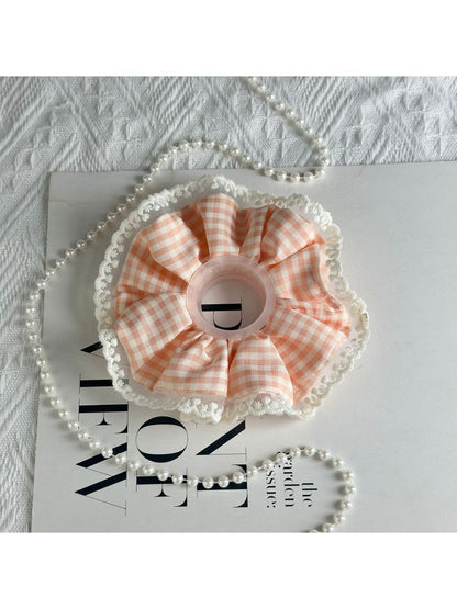 Gifty - Checkered Lace Edge Decorative Scrunchie