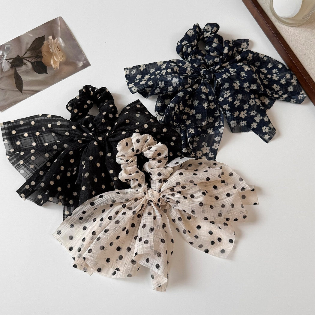 Gifty - Bow Ribbon Polka Dot Hair Tie