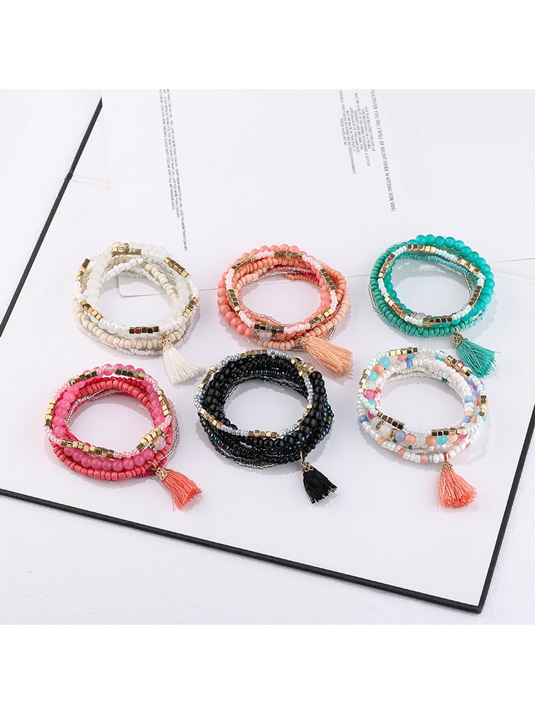 Lovra - Bohemian Layered Tassel Pendant Bracelet
