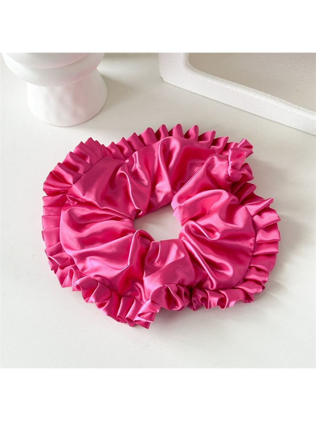 Gifty - Oversized Ruffled Satin Look Scrunchie