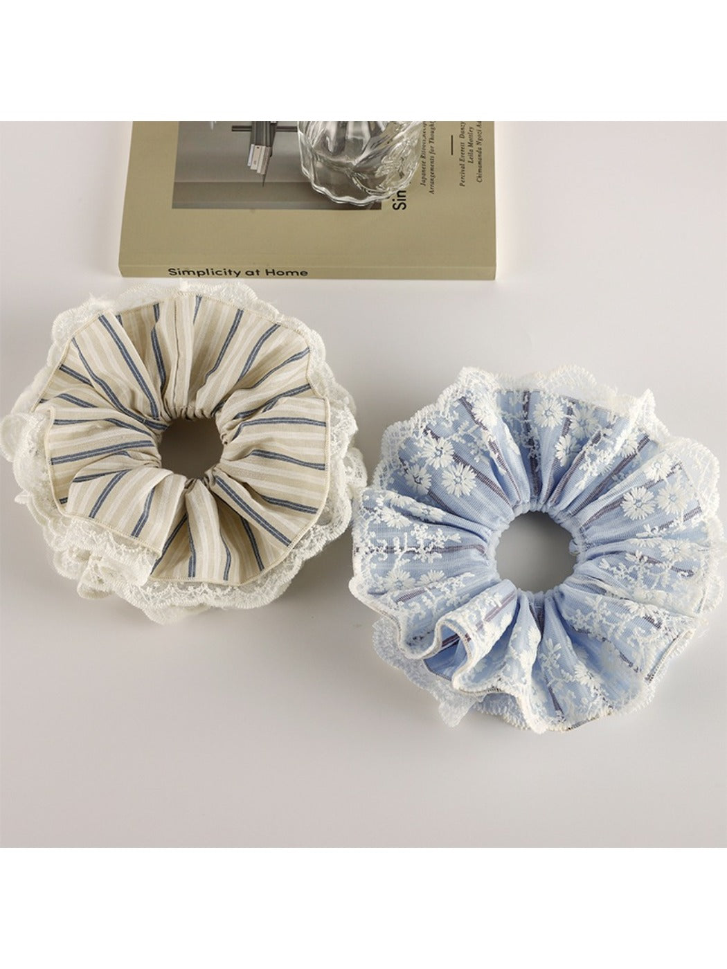 Close-up of Gifty striped scrunchie showing fabric texture and pattern