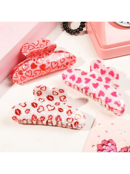 Beau - Valentine'S Day Heart-Patterned Claw Clip