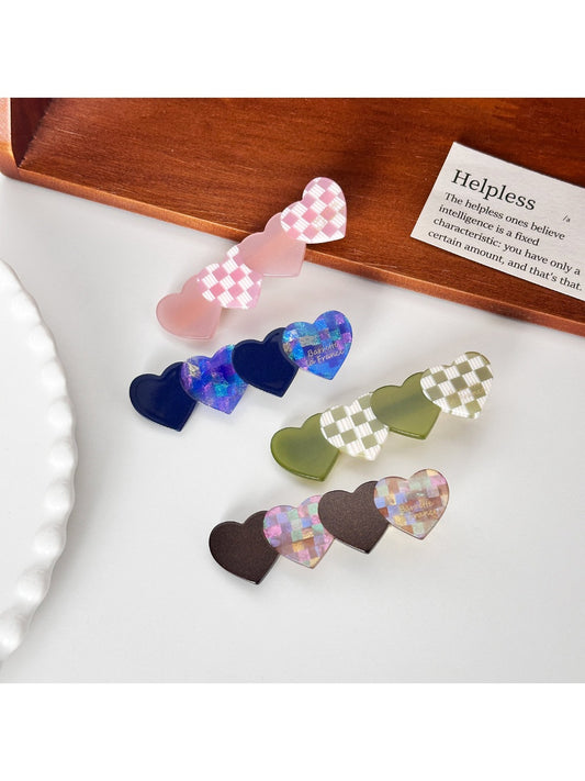 Beau - Acetate Heart-shaped Color Blocked Hair Clip
