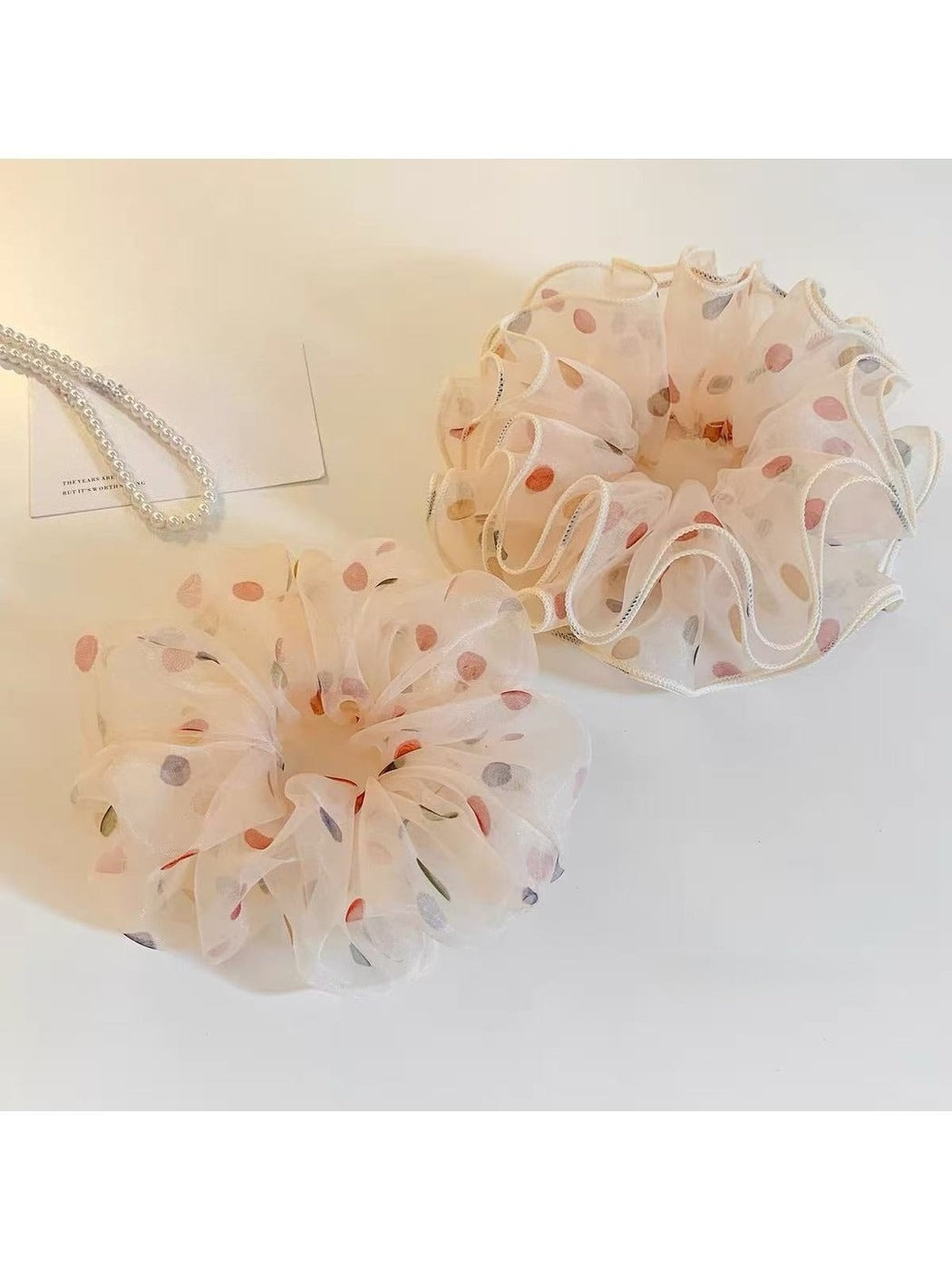 Gifty - Sheer Polka Dot Mesh Layered Scrunchie