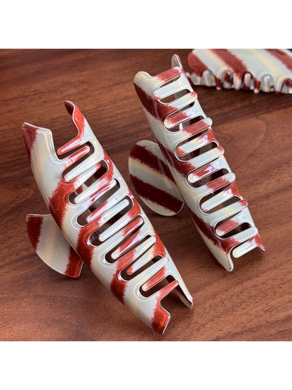 Beau - Fashionable Striped Hair Claw Clip for High Ponytail and Bun