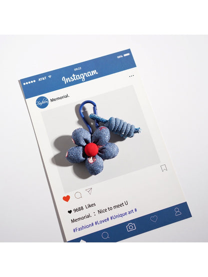 Keypus - Playful Denim Flower Keychain